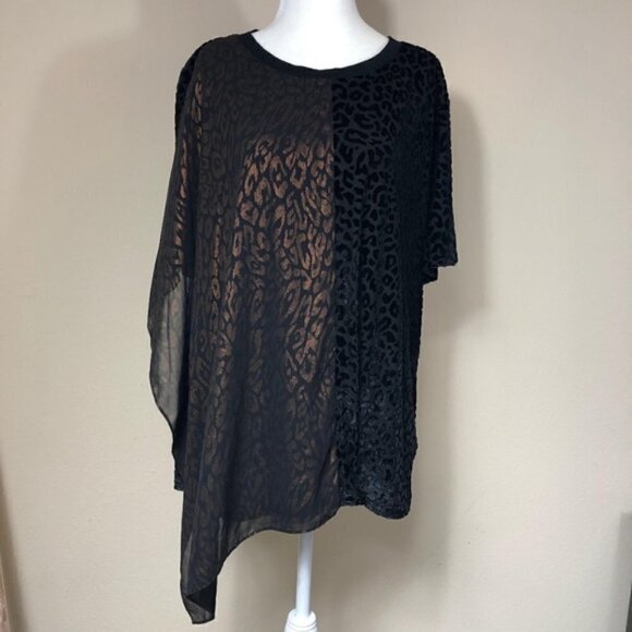 DKNY Top Blouse Size S Mixed-Print Two-Tone NWT - Picture 2 of 11